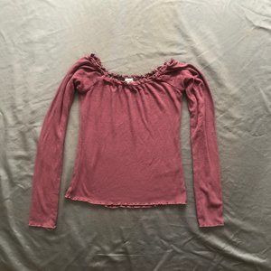 Garage long sleeve off the shoulder top